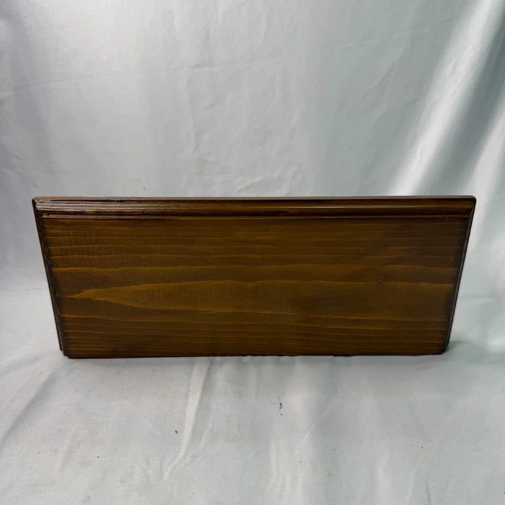 Vintage Solid Wood Floating Wall Shelf Dark Oak Finish Beveled Edge 12 Inch